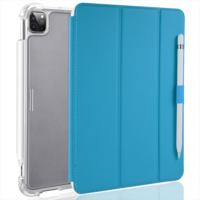 iPad Pro 12.9" 2022/ 2021/ 2020/ 2018 Case with Pencil Holder-Smart Stand Protective Heavy Duty Rugged Armor Cover with Auto Wake/Sleep